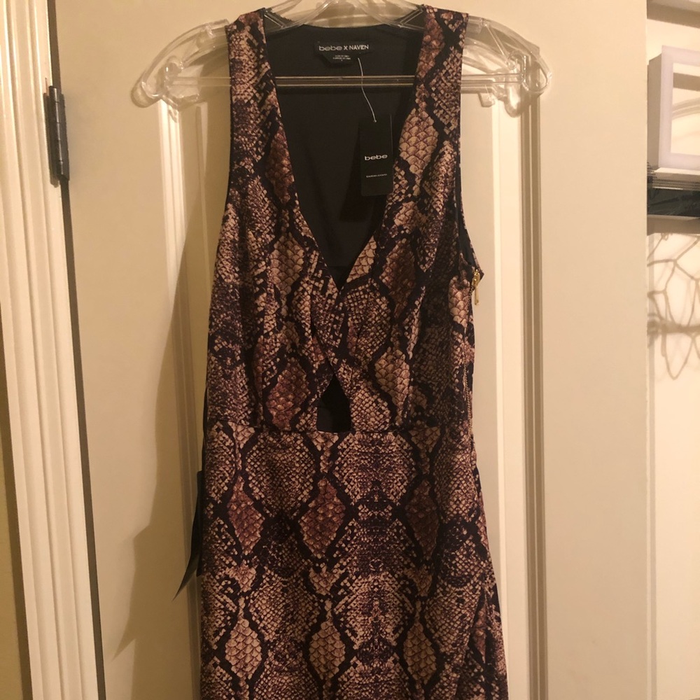 bebe Brown Snake Print Mini Dress